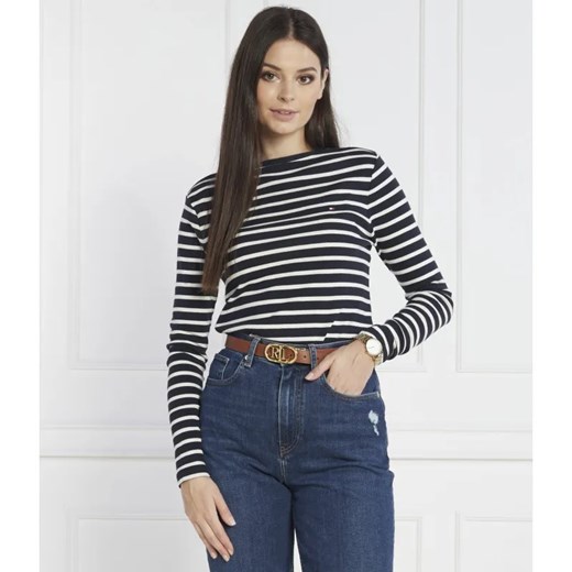 Tommy Hilfiger Bluzka CODY RIB SLASH-NK LS | Slim Fit ze sklepu Gomez Fashion Store w kategorii Bluzki damskie - zdjęcie 184989063