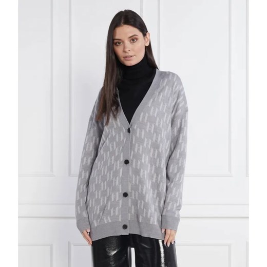 Karl Lagerfeld Kardigan | Longline Fit | z dodatkiem wełny ze sklepu Gomez Fashion Store w kategorii Swetry damskie - zdjęcie 184991500