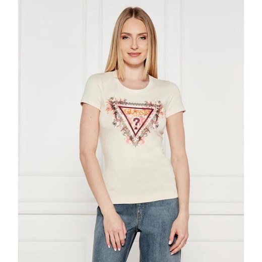 GUESS T-shirt FLOWERS | Slim Fit ze sklepu Gomez Fashion Store w kategorii Bluzki damskie - zdjęcie 184993850