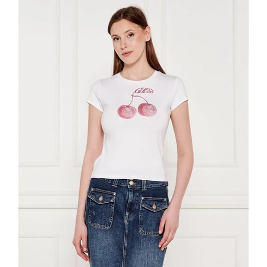 GUESS T-shirt WAVY CHERRY | Slim Fit ze sklepu Gomez Fashion Store w kategorii Bluzki damskie - zdjęcie 184995981