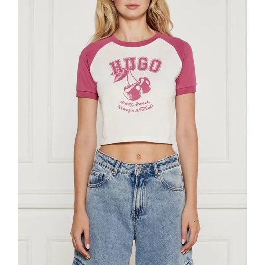 Hugo Blue T-shirt Dana | Cropped Fit ze sklepu Gomez Fashion Store w kategorii Bluzki damskie - zdjęcie 184996501
