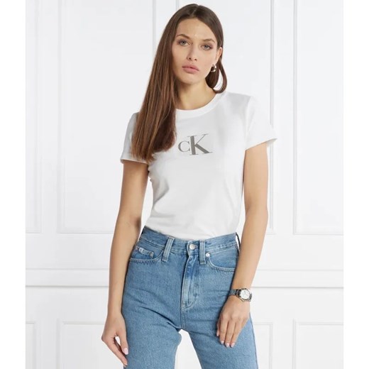 Calvin Klein Jeans T-shirt | Slim Fit ze sklepu Gomez Fashion Store w kategorii Bluzki damskie - zdjęcie 184996662