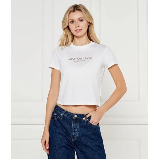 Calvin Klein Jeans T-shirt Institutional | Slim Fit ze sklepu Gomez Fashion Store w kategorii Bluzki damskie - zdjęcie 184998600