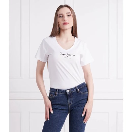 Pepe Jeans London T-shirt WENDY V NECK | Regular Fit ze sklepu Gomez Fashion Store w kategorii Bluzki damskie - zdjęcie 184998942