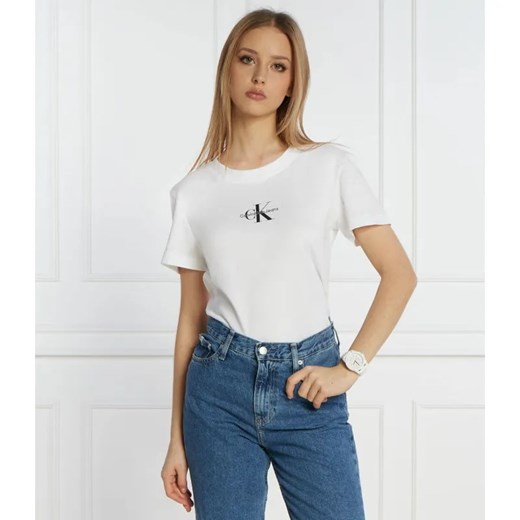 Calvin Klein Jeans T-shirt | Slim Fit ze sklepu Gomez Fashion Store w kategorii Bluzki damskie - zdjęcie 184999543