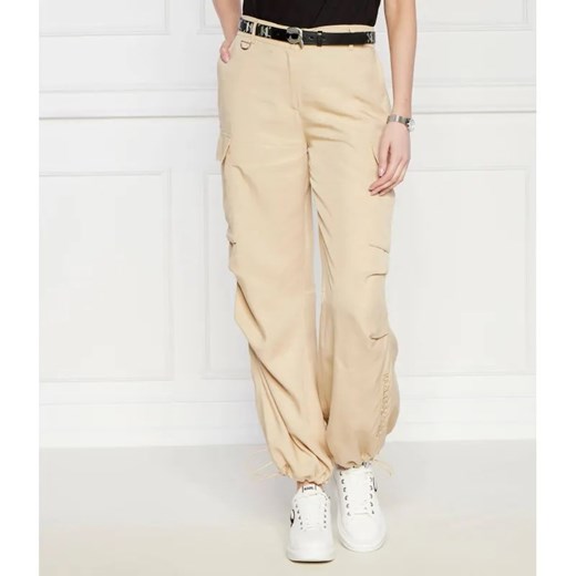 Karl Lagerfeld Spodnie cargo | Relaxed fit | z dodatkiem lnu ze sklepu Gomez Fashion Store w kategorii Spodnie damskie - zdjęcie 185001784