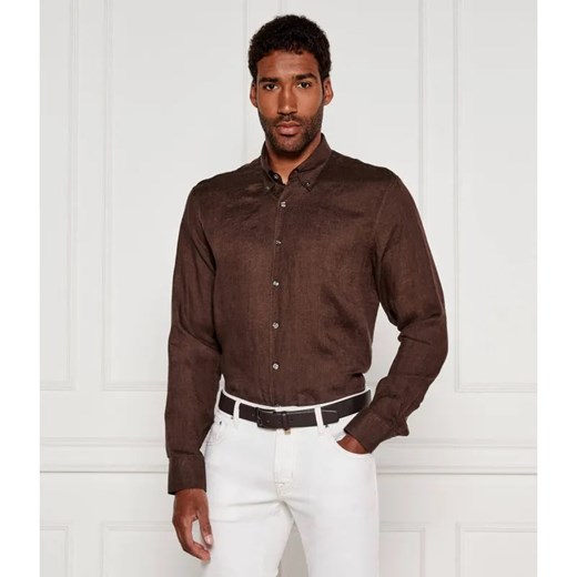Oscar Jacobson Lniana koszula | Regular Fit ze sklepu Gomez Fashion Store w kategorii Koszule męskie - zdjęcie 185005471