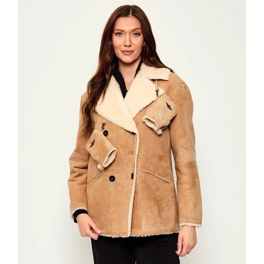 Aeronautica Militare Skórzany kożuch | Regular Fit ze sklepu Gomez Fashion Store w kategorii Kożuchy - zdjęcie 185008051