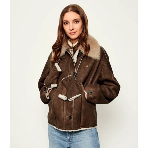 Aeronautica Militare Skórzany kożuch | Regular Fit ze sklepu Gomez Fashion Store w kategorii Kożuchy - zdjęcie 185008094