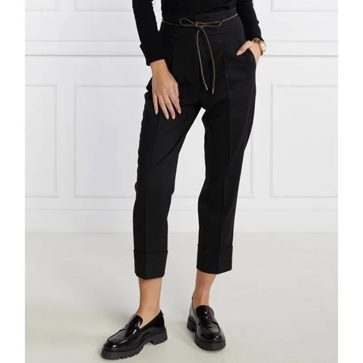 Peserico Wełniane spodnie z paskiem | Straight fit ze sklepu Gomez Fashion Store w kategorii Spodnie damskie - zdjęcie 185009101
