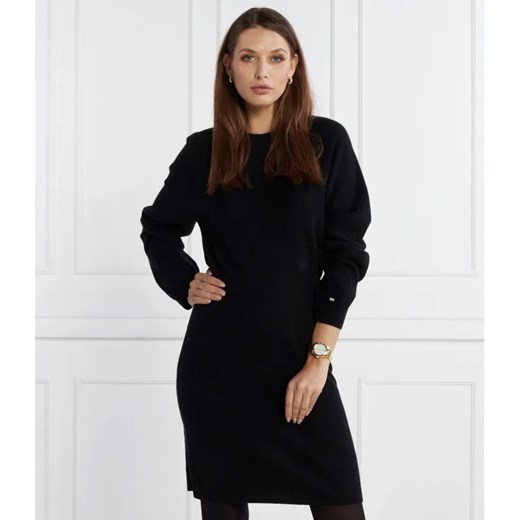Tommy Hilfiger Wełniana sukienka SMD WOOL CASH WAISTED DRESS | z dodatkiem kaszmiru ze sklepu Gomez Fashion Store w kategorii Sukienki - zdjęcie 185009423
