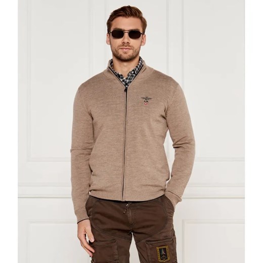 Aeronautica Militare Wełniany kardigan | Regular Fit ze sklepu Gomez Fashion Store w kategorii Swetry męskie - zdjęcie 185011541