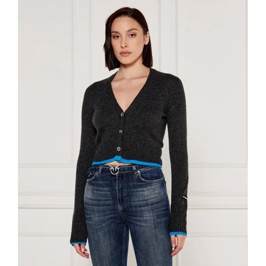 Pinko Wełniany kardigan CHAUSIE | Cropped Fit | z dodatkiem kaszmiru ze sklepu Gomez Fashion Store w kategorii Swetry damskie - zdjęcie 185013301