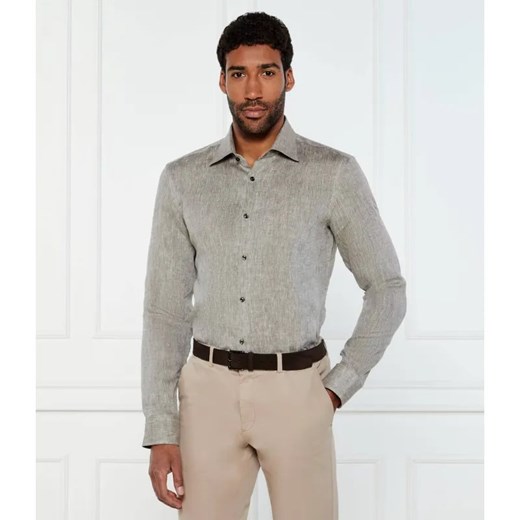 BOSS BLACK Lniana koszula H-HANK-kent-C1-214 | Slim Fit ze sklepu Gomez Fashion Store w kategorii Koszule męskie - zdjęcie 185013794