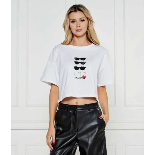 Karl Lagerfeld T-shirt SUNGLASSES | Cropped Fit ze sklepu Gomez Fashion Store w kategorii Bluzki damskie - zdjęcie 185015270