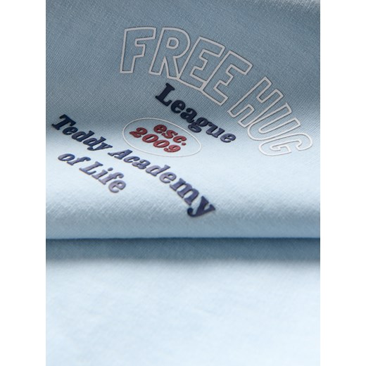 Reserved - Bawełniany t-shirt z nadrukiem - jasnoniebieski Reserved 164 (13 lat) Reserved
