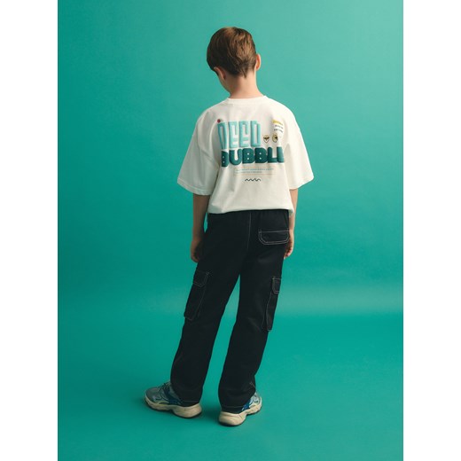 Reserved - Spodnie z kontrastowymi przeszyciami - czarny Reserved 152 (11 lat) Reserved