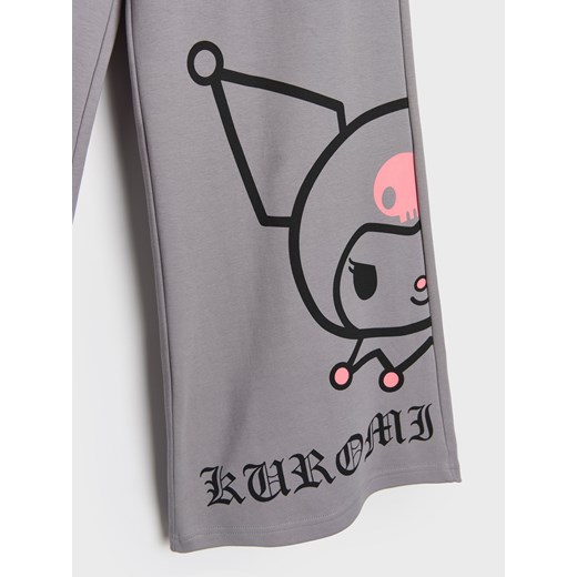 Sinsay - Spodnie wide leg z nadrukiem Hello Kitty - szary Sinsay 146 (10-11 l) Sinsay
