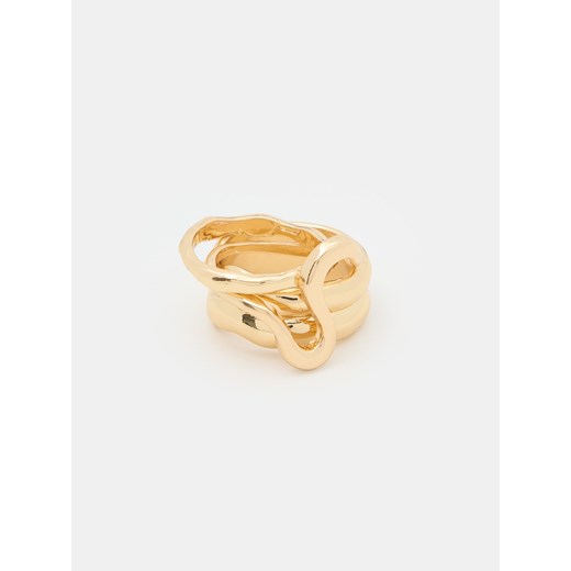 Sinsay - Zestaw pierścionków z błyszczącym wykończeniem 3 pack - złoty Sinsay M/L Sinsay