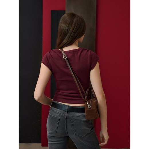 Sinsay - Prążkowana koszulka - czerwony Sinsay XXL Sinsay