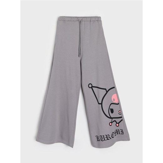 Sinsay - Spodnie wide leg z nadrukiem Hello Kitty - szary Sinsay 158 (12-13 l) Sinsay