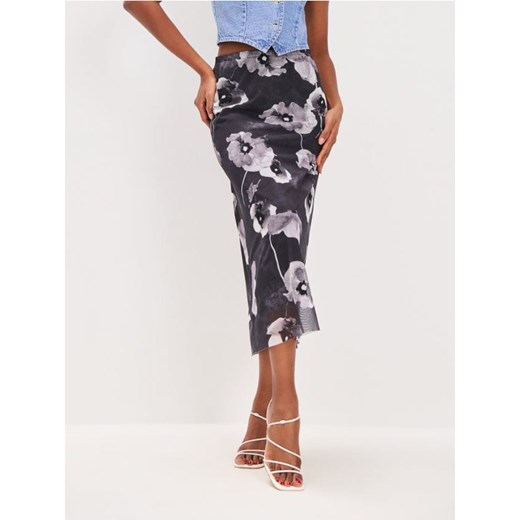Sinsay - Spódnica midi w kwiaty - czarny ze sklepu Sinsay w kategorii Spódnice - zdjęcie 185019483