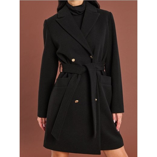Sinsay - Płaszcz z paskiem - czarny Sinsay L okazja Sinsay
