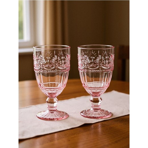 Sinsay - Kieliszki z ozdobnym wzorem 2 pack - różowy ze sklepu Sinsay w kategorii Kieliszki - zdjęcie 185019650
