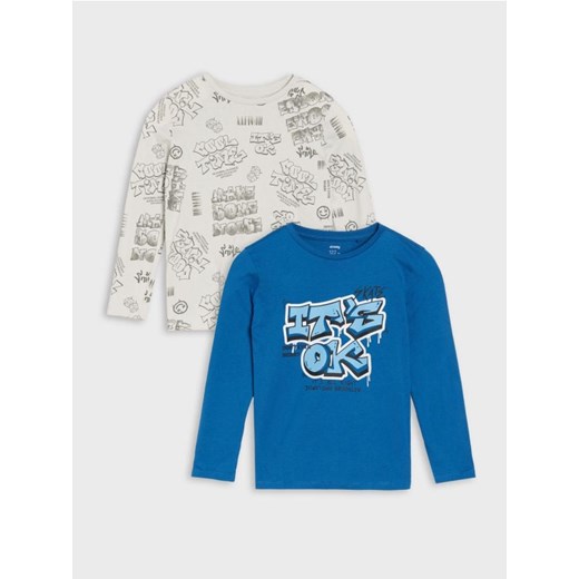 Sinsay - Koszulka z długimi rękawami 2 pack - niebieski ze sklepu Sinsay w kategorii T-shirty chłopięce - zdjęcie 185019693