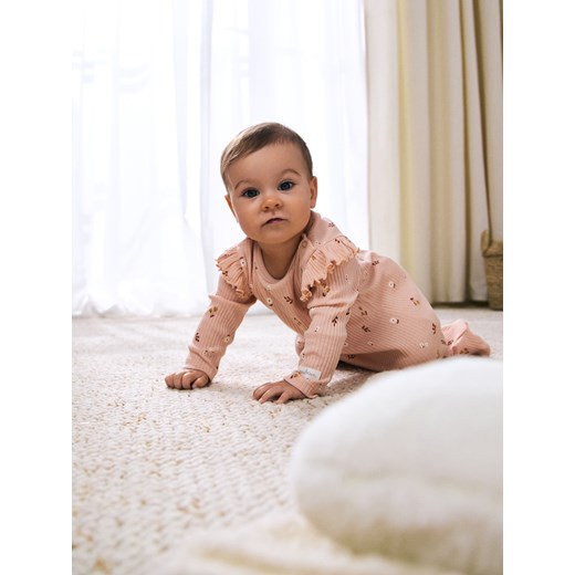 Sinsay - Bawełniany pajacyk ze wzorkiem - różowy Sinsay 80 (9-12 m) Sinsay