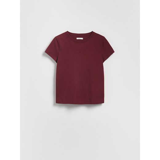 Reserved - T-shirt z drobnym haftem - bordowy Reserved S Reserved