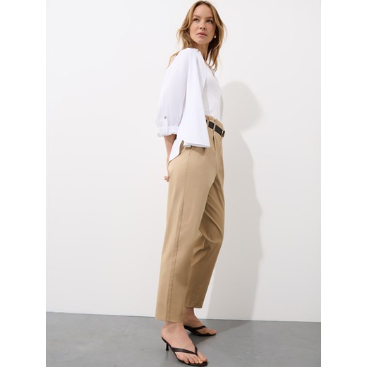 Mohito - Beżowe spodnie paperbag - beżowy Mohito 40 Mohito