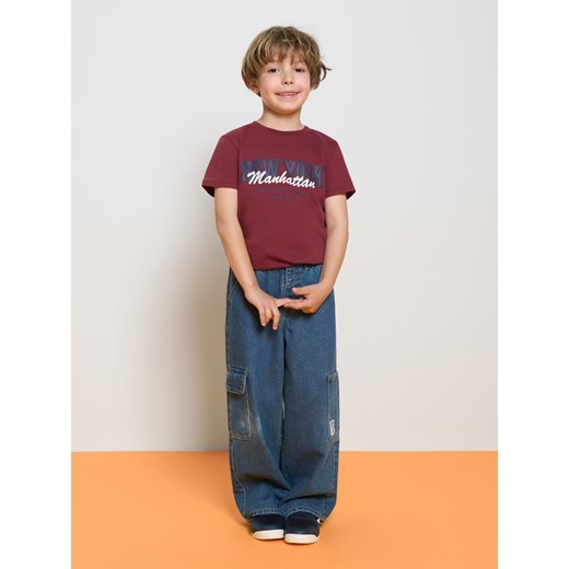 Sinsay - Bawełniana koszulka z napisem - czerwony Sinsay 140 (9-10 l) Sinsay