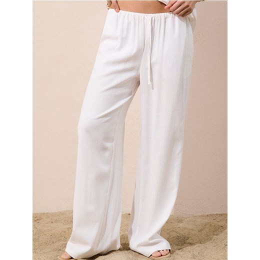 Sinsay - Spodnie wide leg z wiskozą i domieszką lnu - kremowy Sinsay XXL Sinsay