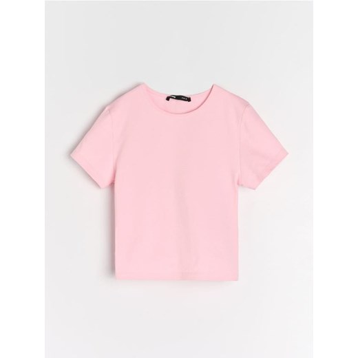 Sinsay - Bawełniana koszulka z krótkim rękawem - różowy Sinsay XS Sinsay