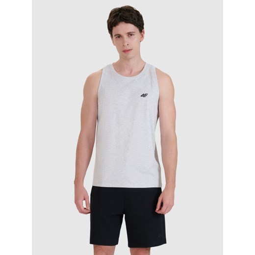 Męski top regular 4F 4FWMM00TSLEM126 - szary ze sklepu Sportstylestory.com w kategorii T-shirty męskie - zdjęcie 185032922