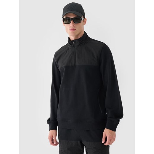Męska bluza nierozpinana bez kaptura 4F 4FRSS24TSWSM2035 - czarna ze sklepu Sportstylestory.com w kategorii Bluzy męskie - zdjęcie 185032993