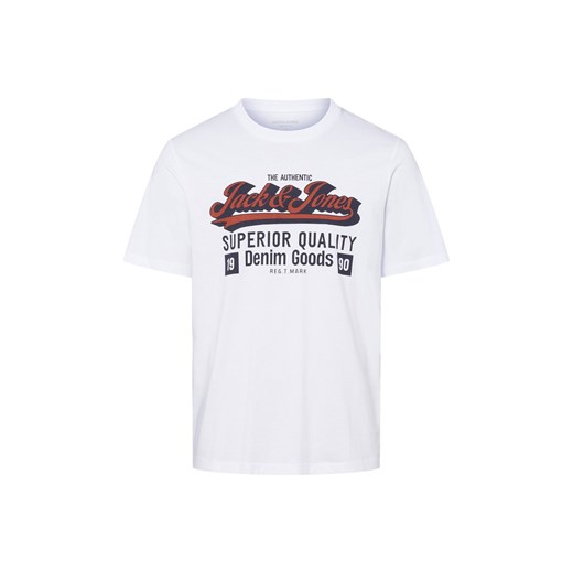 Jack & Jones Koszulka męska - JJELogo Mężczyźni Bawełna biały nadruk ze sklepu vangraaf w kategorii T-shirty męskie - zdjęcie 185033434
