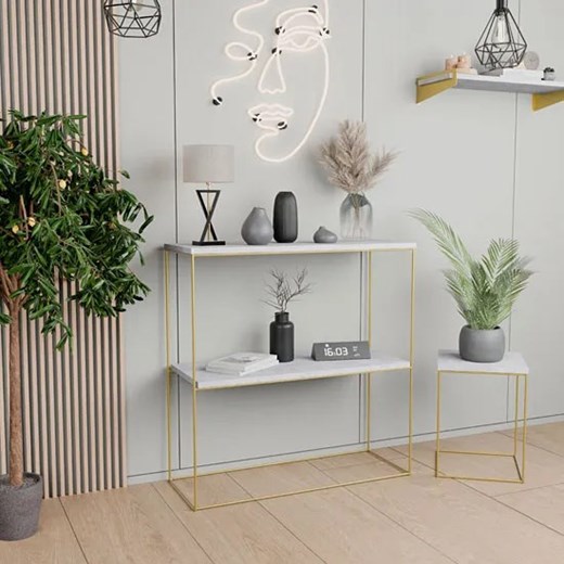 Konsola pod lustro beton + złoty - Rage 5X Elior One Size Edinos.pl okazyjna cena