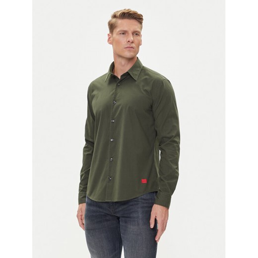HUGO Koszula Ermo 50500216 Zielony Slim Fit ze sklepu MODIVO w kategorii Koszule męskie - zdjęcie 185034633
