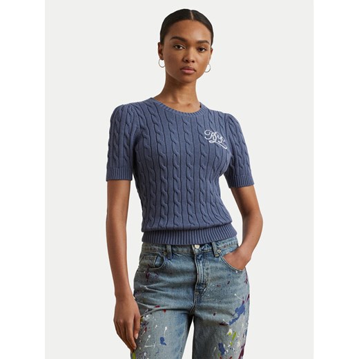 LAUREN RALPH LAUREN Sweter 200976989001 Niebieski Slim Fit ze sklepu MODIVO w kategorii Swetry damskie - zdjęcie 185034662