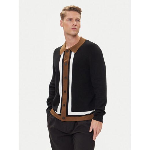 HUGO Kardigan Splon 50543770 Czarny Relaxed Fit ze sklepu MODIVO w kategorii Swetry męskie - zdjęcie 185034791