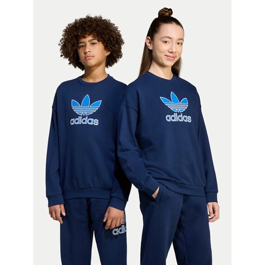 adidas Bluza Trefoil JV8572 Granatowy Loose Fit ze sklepu MODIVO w kategorii Bluzy chłopięce - zdjęcie 185034962
