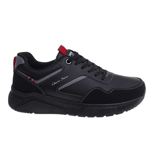 Sznurowane męskie czarne buty sportowe /A10-2 18013 GF585/ ze sklepu Pantofelek24.pl w kategorii Buty sportowe męskie - zdjęcie 185036921