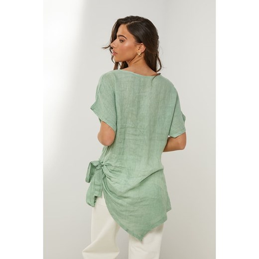 Le Monde du Lin Lniana tunika w kolorze zielonym Le Monde Du Lin 40/42 okazja Limango Polska