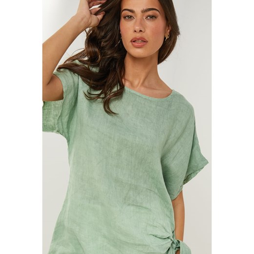 Le Monde du Lin Lniana tunika w kolorze zielonym Le Monde Du Lin 40/42 promocyjna cena Limango Polska