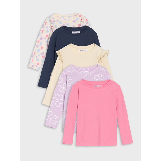 Sinsay - Bawełniana koszulka z długimi rękawami 5 pack - kremowy Sinsay 5-2 l) Sinsay