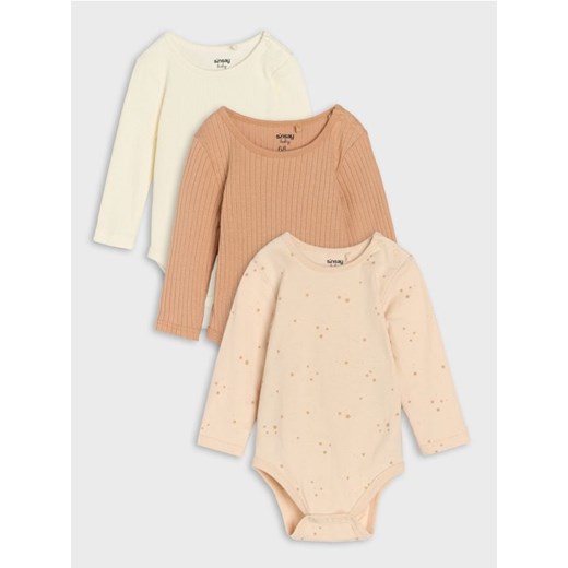 Sinsay - Bawełniane body 3 pack - kremowy ze sklepu Sinsay w kategorii Odzież dla niemowląt - zdjęcie 185037820