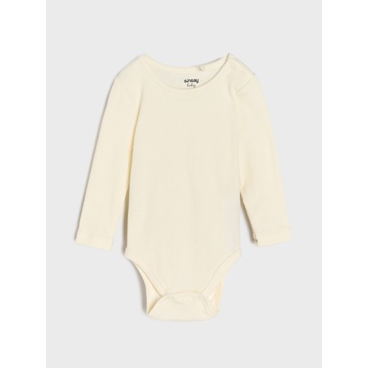 Sinsay - Bawełniane body 3 pack - kremowy Sinsay 56 (Newborn) Sinsay