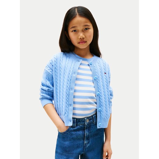 Tommy Hilfiger Kardigan KG0KG08546 Błękitny Regular Fit ze sklepu MODIVO w kategorii Swetry dziewczęce - zdjęcie 185039084